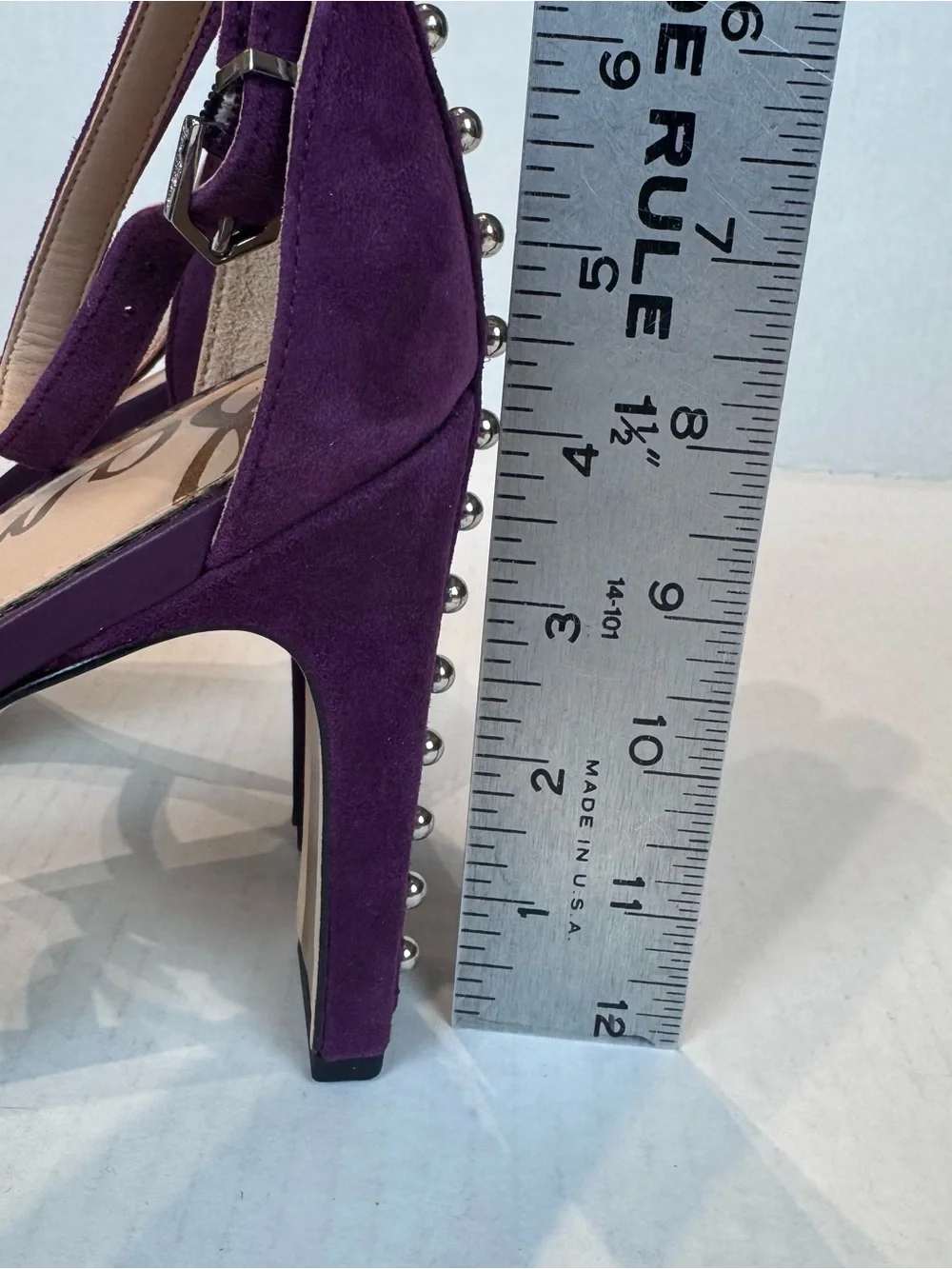 Sam Edelman Yoshi Heels Sandals Studded Size 9 Purple Block Heel Slingback Suede